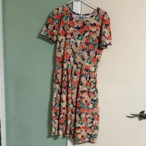 LuLaRoe XL Floral Short Sleeve Dress Amelia EUC Like New